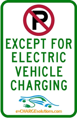 This is a photo of a 12" x 18" Stainless Steel (.7mm) EV Parking Sign