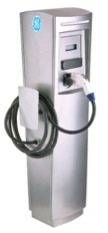 This is a photo of a 30 amp GE EVSN3 Pedestal Durastation Car Charging Station