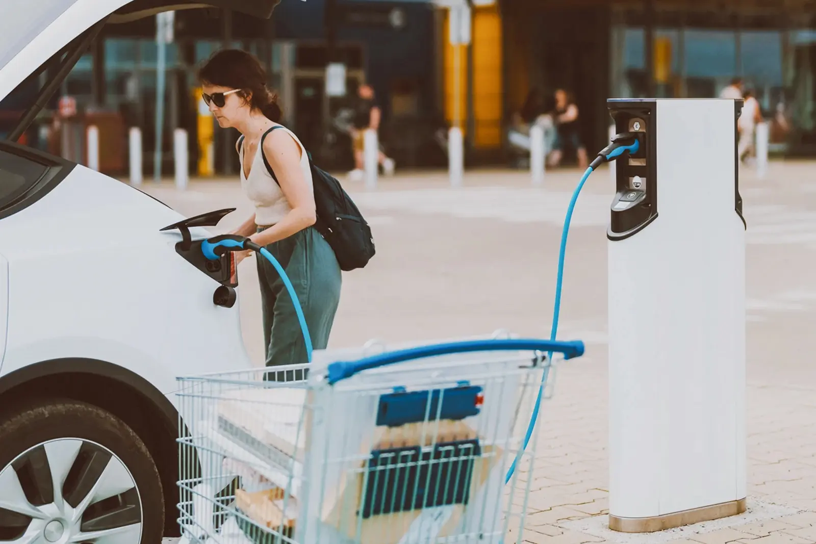 EV charging stations at retail shopping center