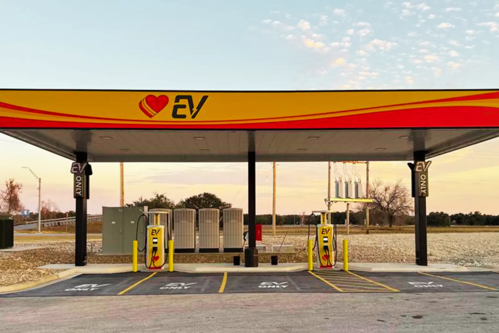 EV Charging Gas Station Highway