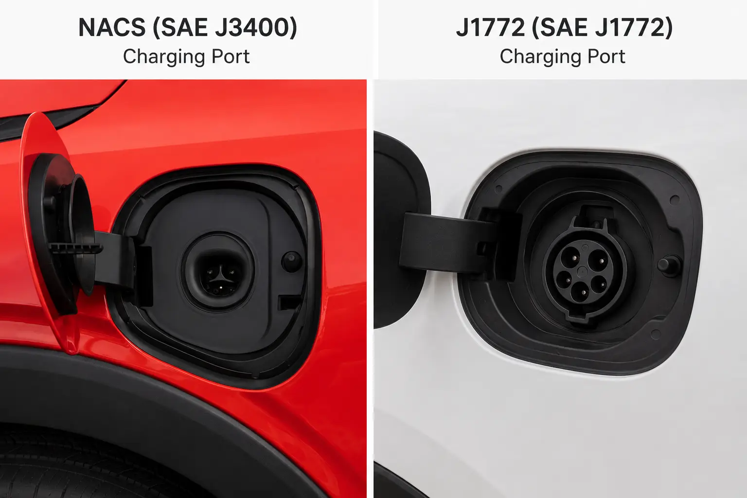 NACS vs J1772 charging port for EV charging