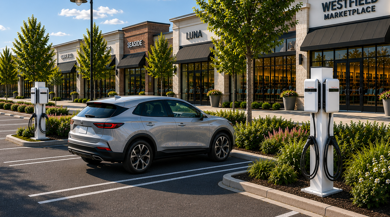 Powercharge EV charger in retail parking lot