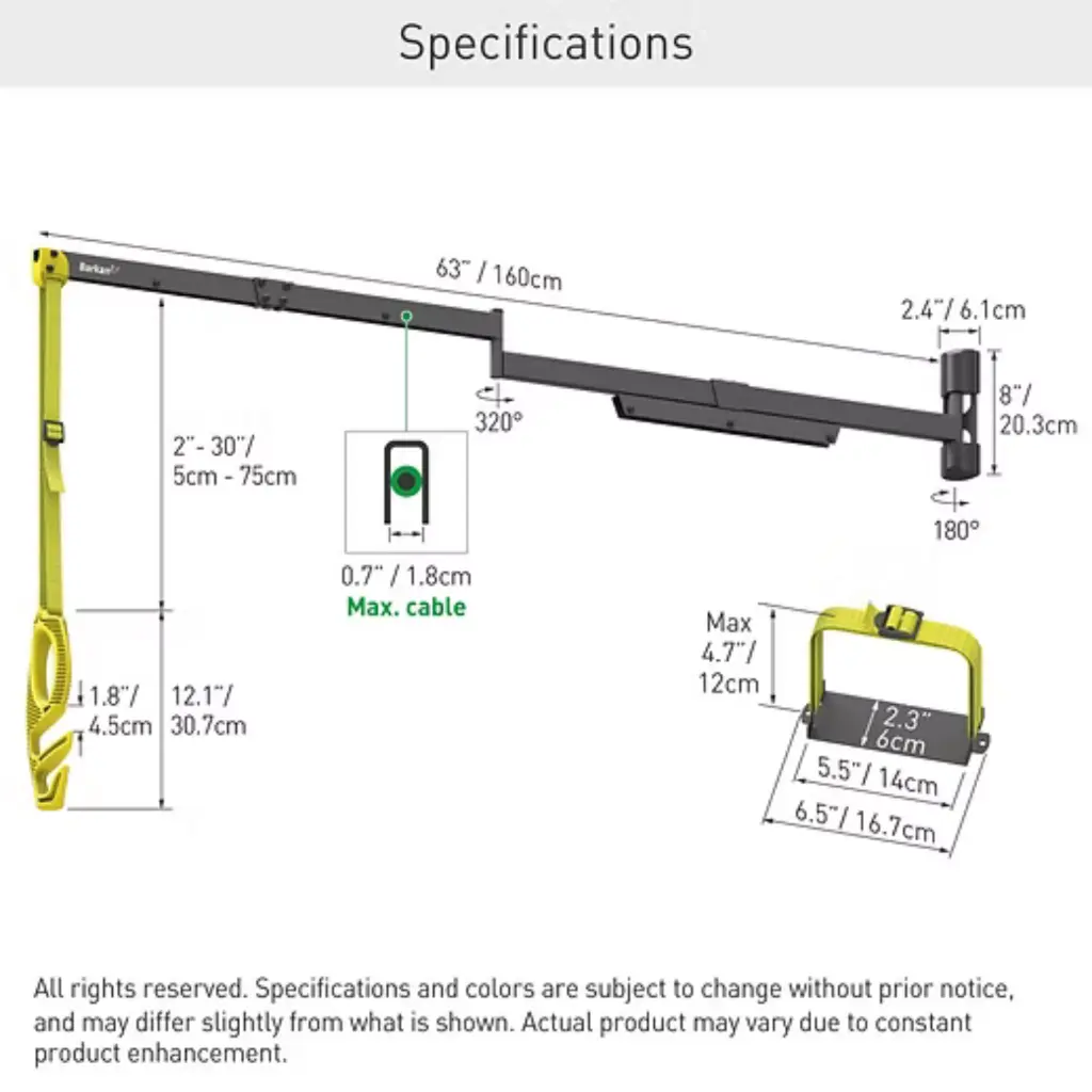 63- inch Protective EV Charging Cable Wall Arm 3.webp