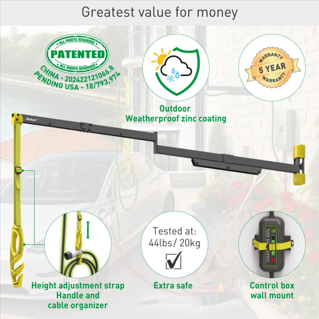 63- inch Protective EV Charging Cable Wall Arm D.webp