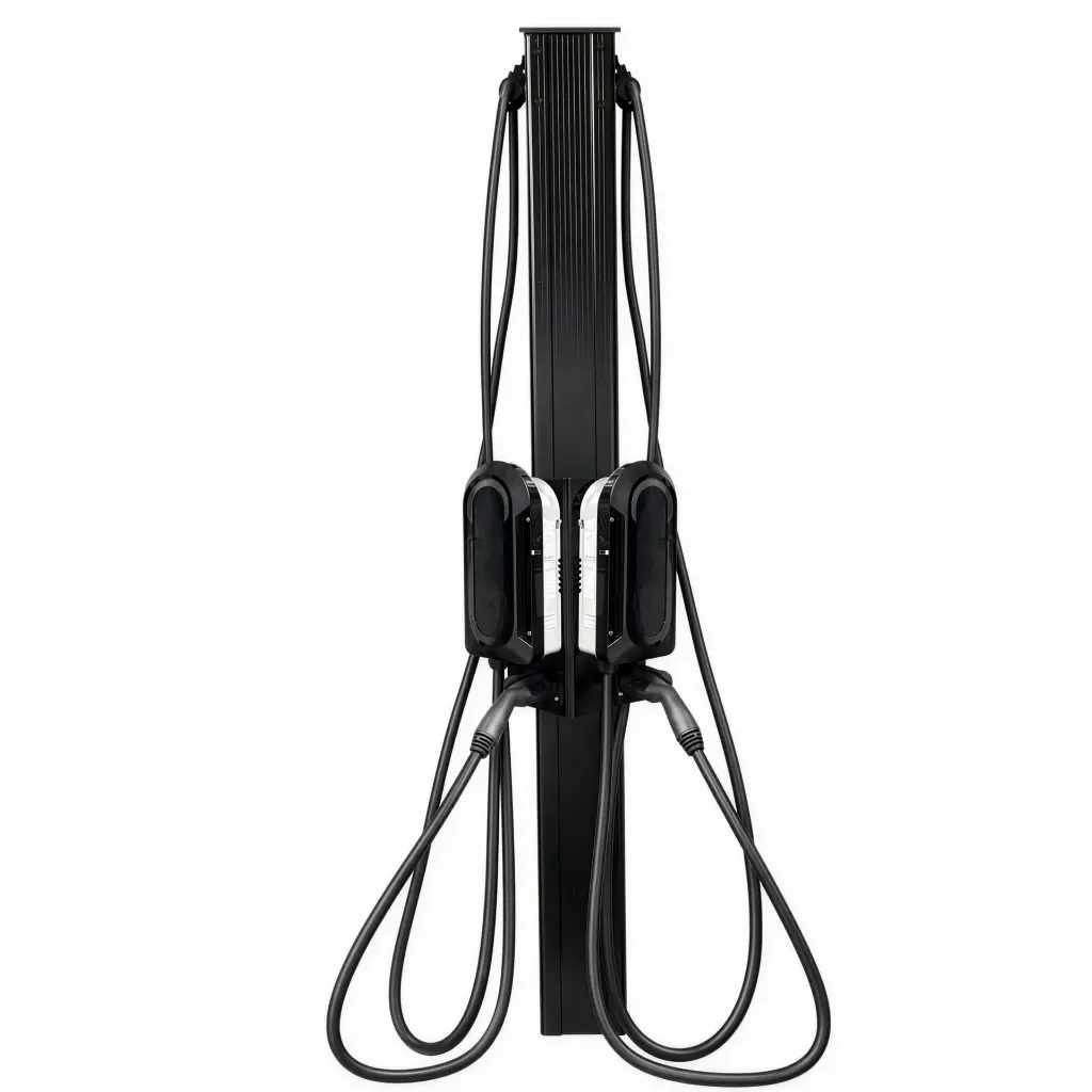 EVCS Slim Pedestal with chargers and bracket.webp