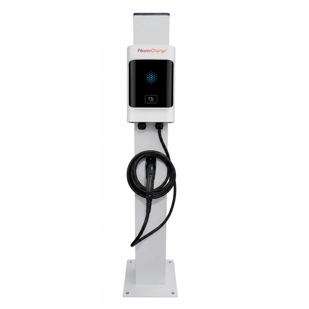 Power charge Charger on EVCS EV Pedestal.webp