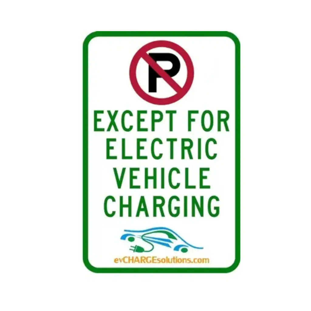 EV Charge Solutions 12"x18" Aluminum Parking Sign - "No Parking Except for Electric Vehicle Charging"