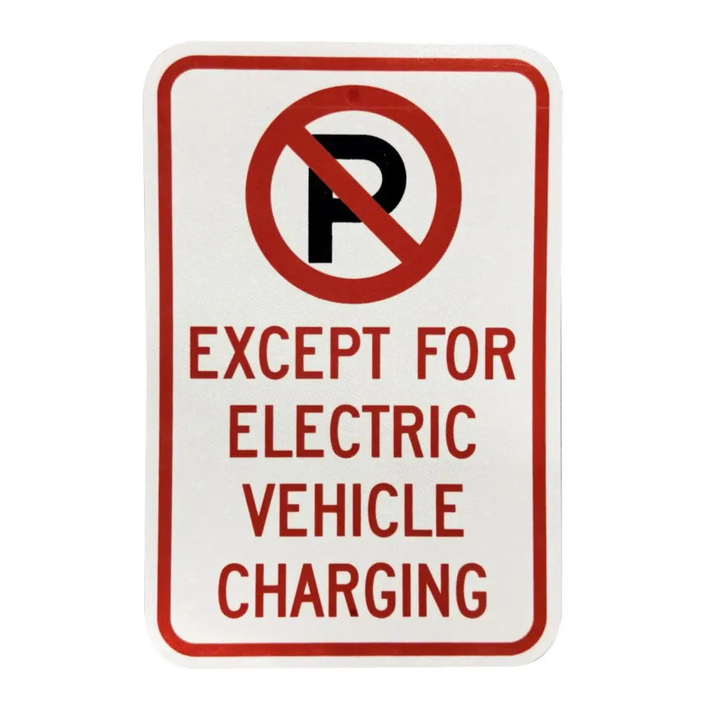 EV Charge Solutions 12"x18" Aluminum Parking Sign - "No Parking Except for Electric Vehicle Charging"