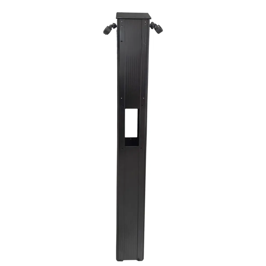EV Charge Solutions 5"x8"x95" Dual SLIM Pedestal with Ratcheting Cable Retrators, Black