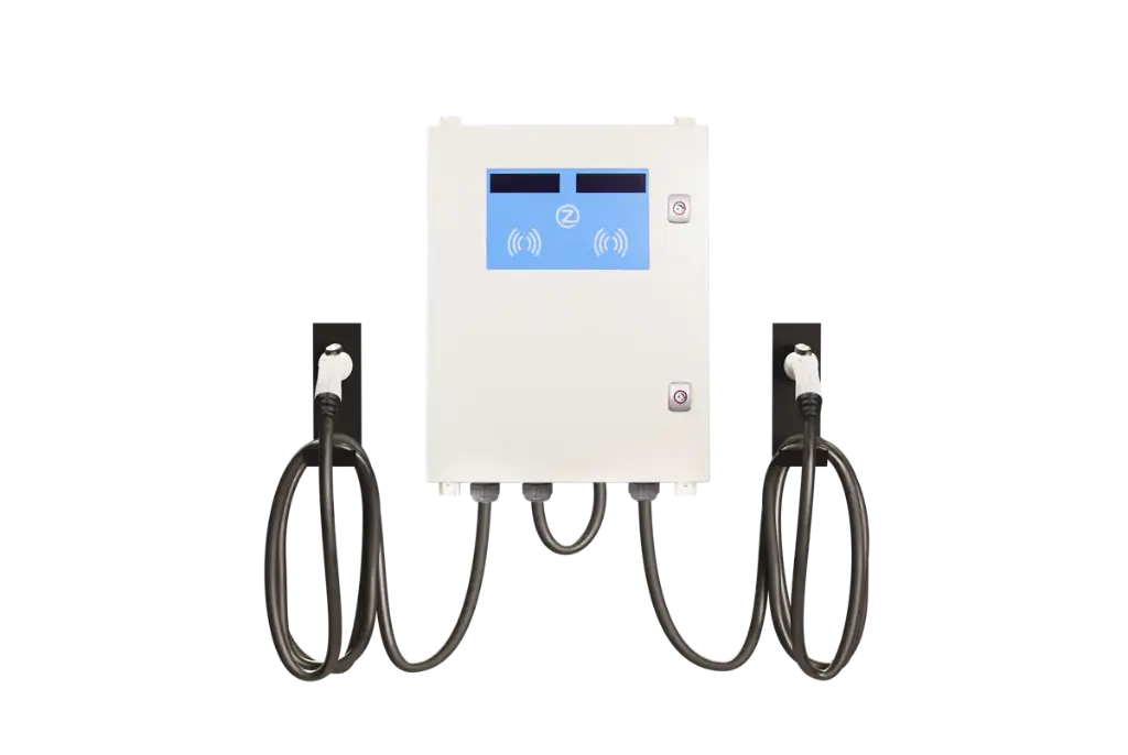 AC Level 2 Wallbox, Dual 19.2kW max. output, 240Vac out, 240Vac 1p input, Dual SAE J1772 (80A, 25ft), Cellular, RFID (BAA Compliant)