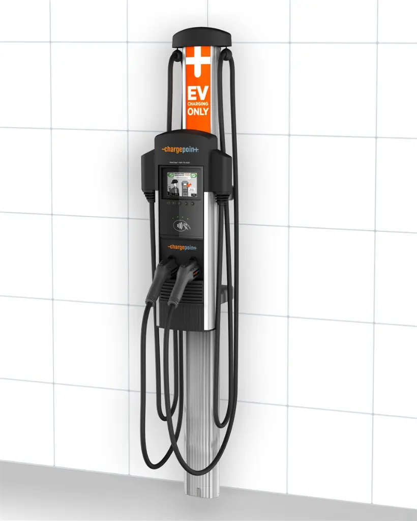 ChargePoint CT4023 Level 2 EV Charger Dual Port 208–240V 30A 18ft Cable – Wall Unit (Gateway, Cord Management)