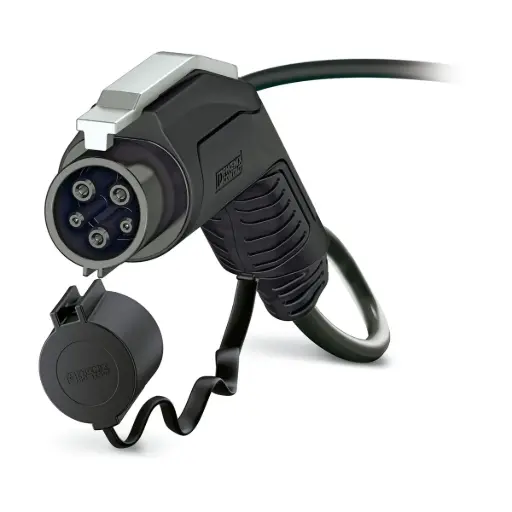 [EVCS-25CBL-A-07] AC charging cable, 40 amp with vehicle charging connector and open cable end, for charging electricle vehicles (EV) with alternating current (AC) via type 1 vechile charging inlets, without protective cap, Type 1, SAE J1772, cable length: 25 ft, black