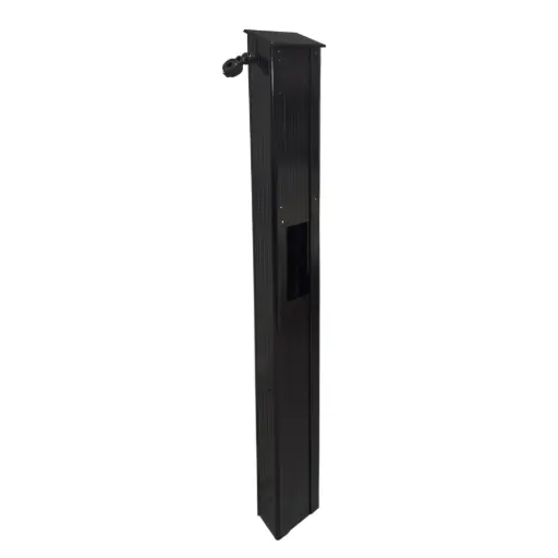 [EVCS-SLIM72S-R-15] EV Charge Solutions 5"x8"x72" Single SLIM Pedestal with Ratcheting Cable Retrator, Black